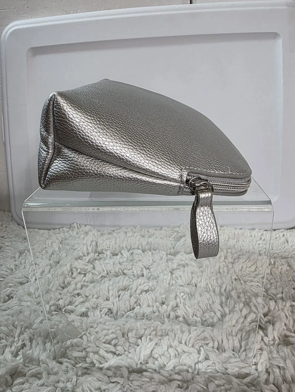 Obagi Silver Metallic Cosmetic Case Bag